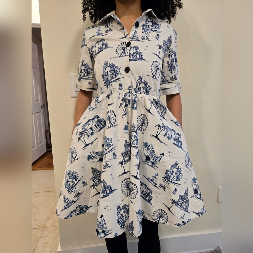 Maje Rapomi white shirt dress paris Print US 1